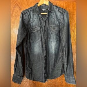 Carbon Classic Fit Denim Shirt Men’s S Button Up Long Sleeve Casual